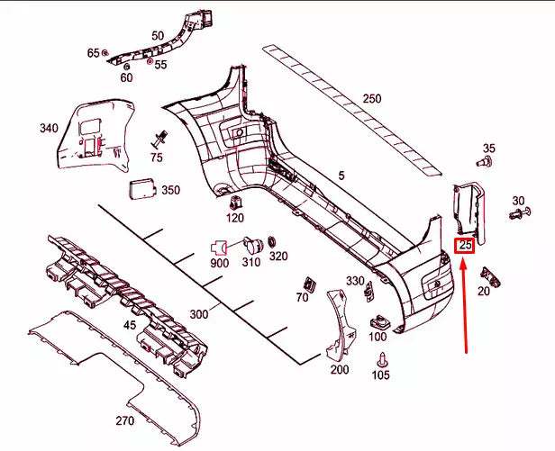 NEW MERCEDES-BENZ VITO W447 REAR BUMPER RIGHT COVER A44788505229B51