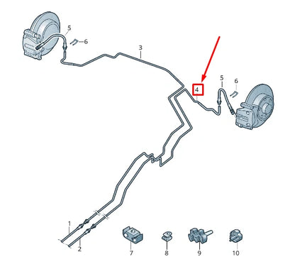 NEW VW SHARAN 7N BRAKE LINE FROM CONNECT PIECE TO BRAKE HOSE 7N0614741A