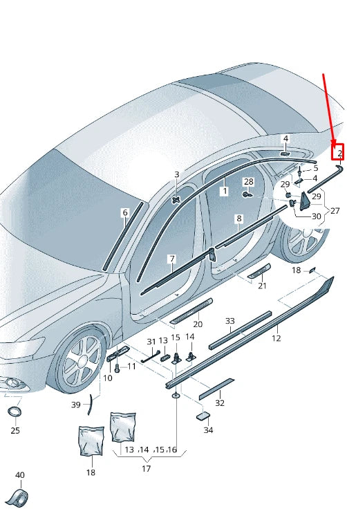 NEW AUDI A6 C7 REAR LEFT SIDE WINDOW TRIM STRIP 4G5853345D2ZZ ORIGINAL