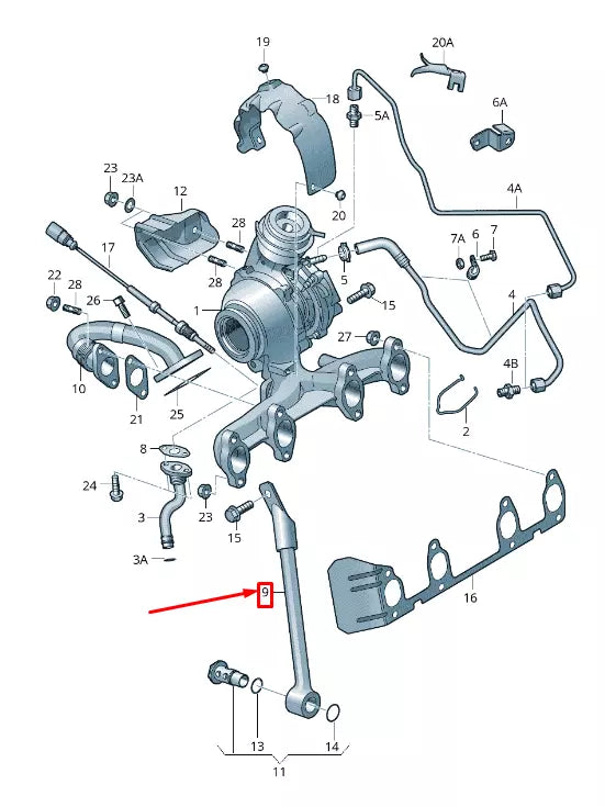 NEW AUDI TT 8J ENGINE OIL RETURN DRAIN LINE 03G145535F ORIGINAL