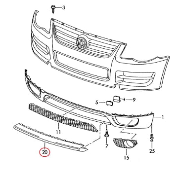 NEW VW TOUAREG 7L FRONT BUMPER LOWER SPOILER DECORATIVE 7L9853066 GRU ORIGINAL