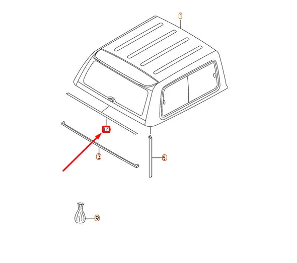 NEW VOLKSWAGEN AMAROK HARDTOP REAR LID LOWER SEAL 2H7817667