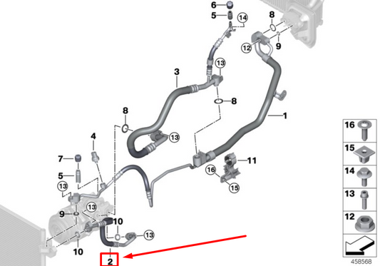 new bmw 7 g12 compressor-condenser pressure hose 64539303474 9303474 original