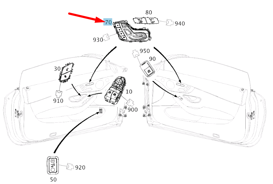 new mb c w205 front left door switch block lhd a20590566517n49 original