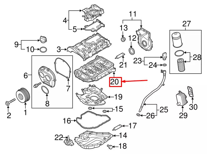 NEW AUDI A3 SPORTBACK 8V UPPER OIL PAN 06K103603BF ORIGINAL