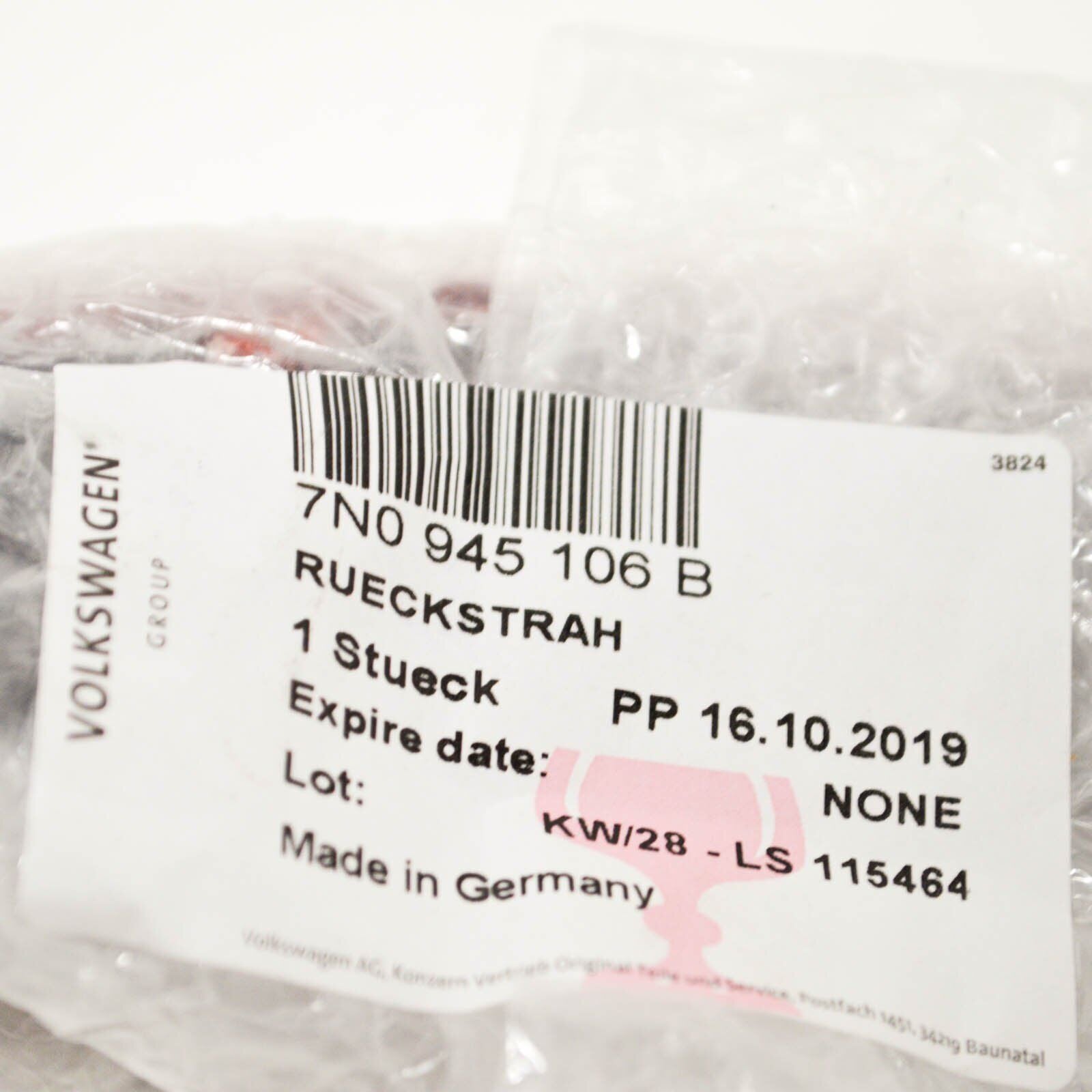 NEW VOLKSWAGEN SHARAN 7N REAR BUMPER RIGHT REFLECTOR 7N0945106B ORIGINAL