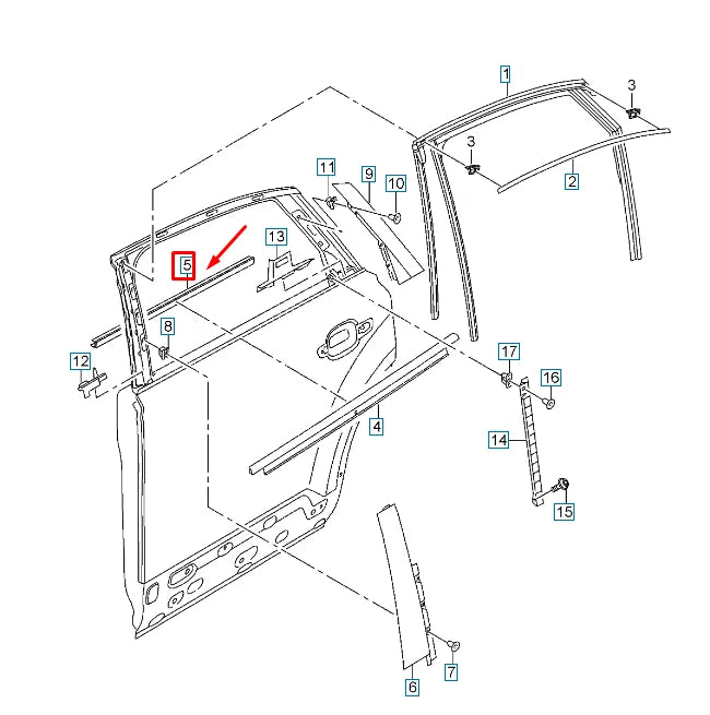 NEW AUDI Q7 4M REAR LEFT INNER DOOR WINDOW APERTURE SEAL 4M0839479