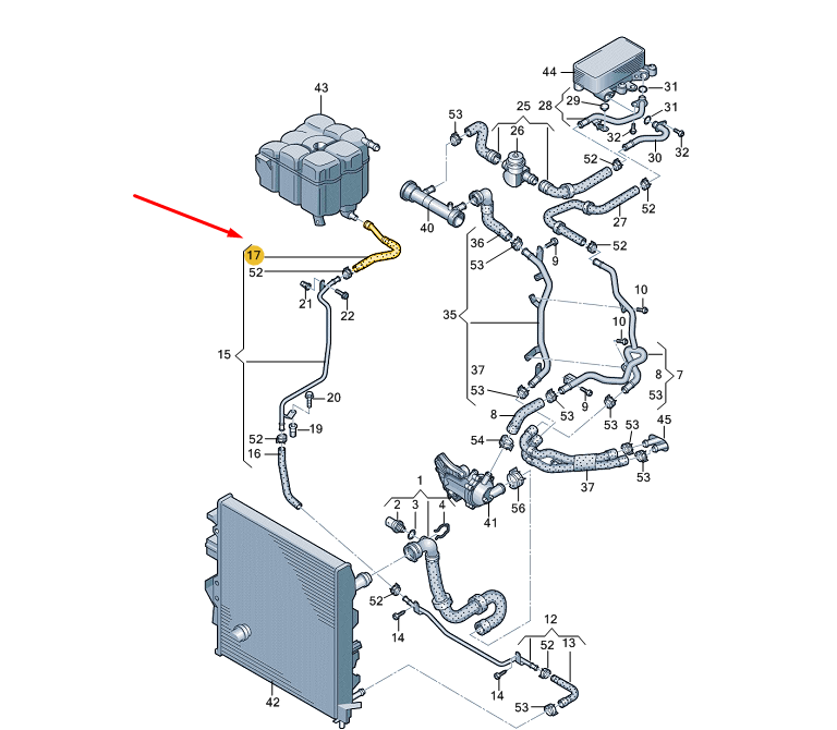NEW VW TOUAREG 7P MK2 COOLANT HOSE 7P6121109 ORIGINAL
