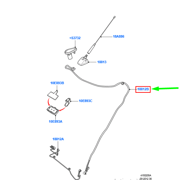 new ford focus mk2 aerial extension cable 8m5t-18812-cb 1545793 original