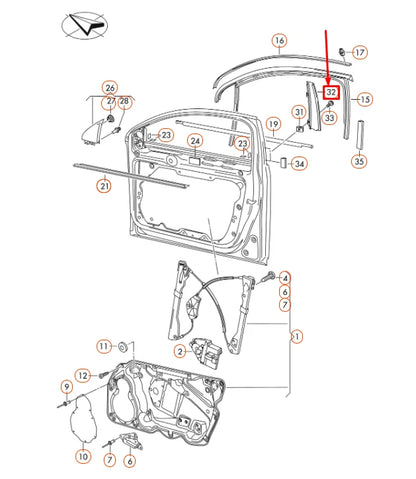 NEW VW PASSAT B7 FRONT LEFT DOOR WINDOW FRAME APPLIQUE 3C4837901C03C ORIGINAL