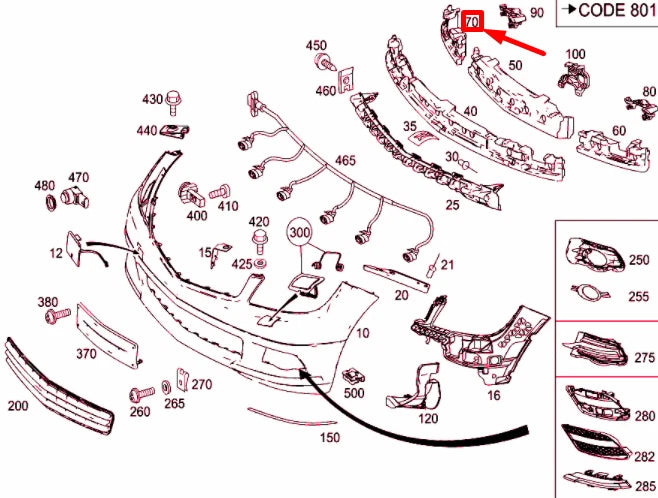 NEW MERCEDES-BENZ C W204 FRONT BUMPER RIGHT IMPACT ABSORBER A2048850837 ORIGINAL