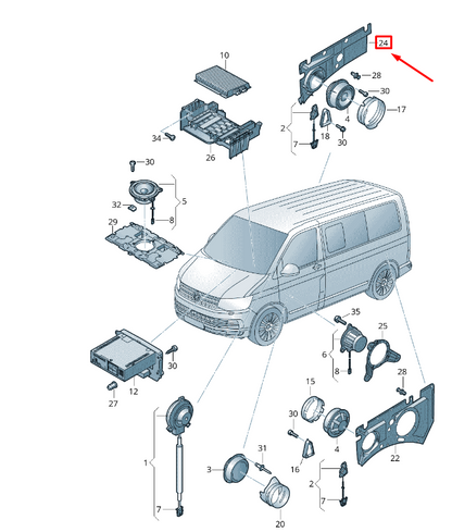 NEW VW TRANSPORTER T6 REAR RIGHT LOUDSPEAKER BRACKET 7E0035242B ORIGINAL
