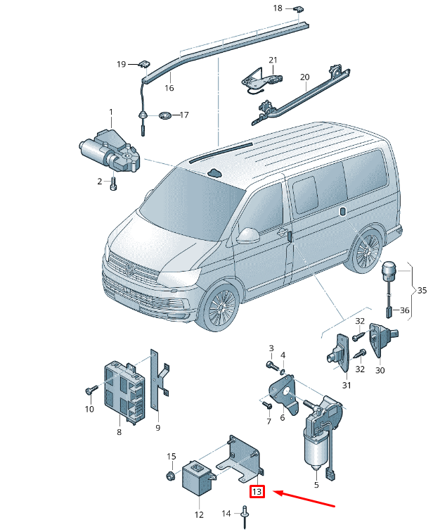 NEW VW TRANSPORTER VI T6 EL. SLIDING DOOR SENDER UNIT HOLDER 7H1937535D ORIGINAL