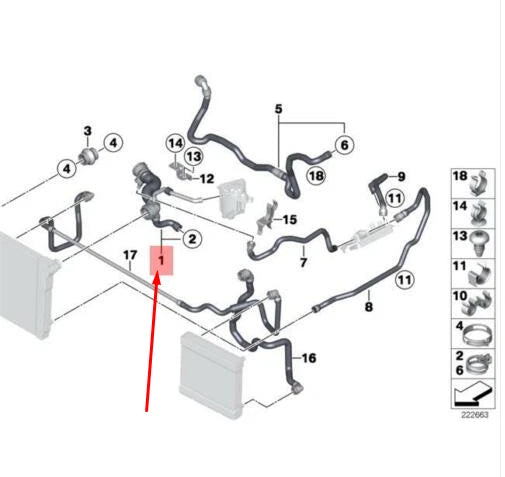 NEW BMW 7 F01 RADIATOR COOLANT HOSE 17127580955 7580955 ORIGINAL