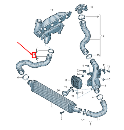 new audi a6 avant c7 right intercooler pressure hose 4g0145738s original