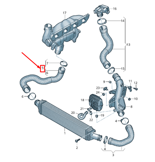 new audi a6 avant c7 right intercooler pressure hose 4g0145738s original