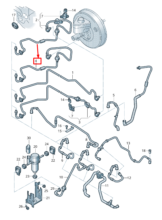 NEW AUDI Q7 4L VACUUM PIPE WITH NON-RETURN VALVE RHD 4L2611931B ORIGINAL