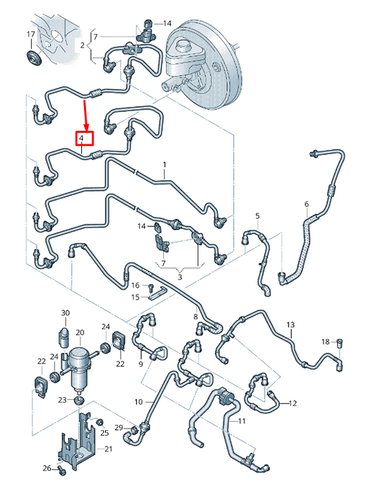 NEW AUDI Q7 4L VACUUM PIPE WITH NON-RETURN VALVE RHD 4L2611931B ORIGINAL