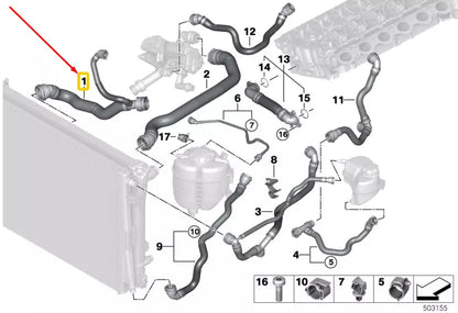 NEW BMW 3 G20 RADIATOR COOLANT HOSES PIPES 17128654854 8654854 ORIGINAL