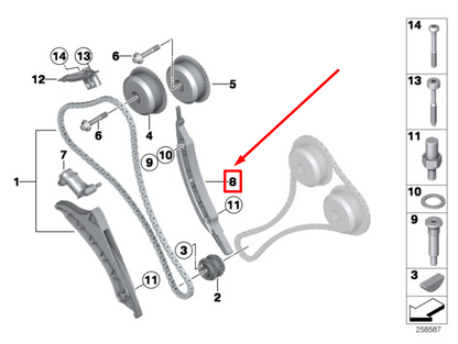 new bmw 5 f10 timing chain guide rail 7594909 11317594909 original