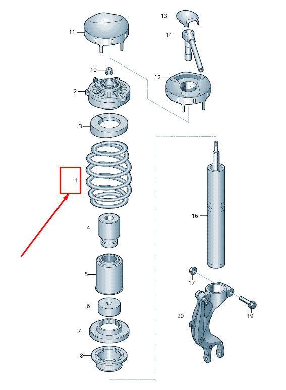 new audi tt fv front coil spring 8w0411105hh original