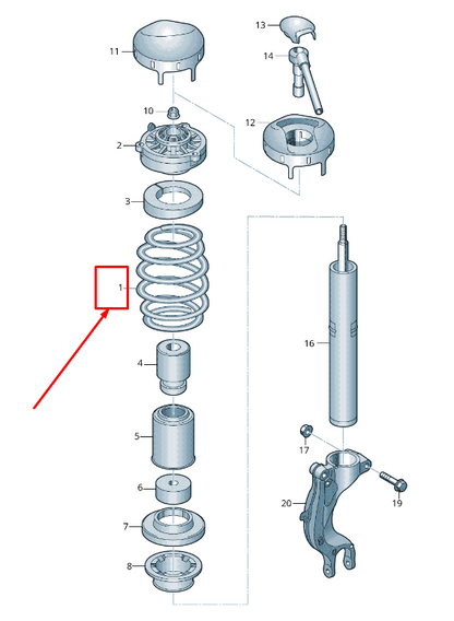 new audi tt fv front coil spring 8w0411105hh original