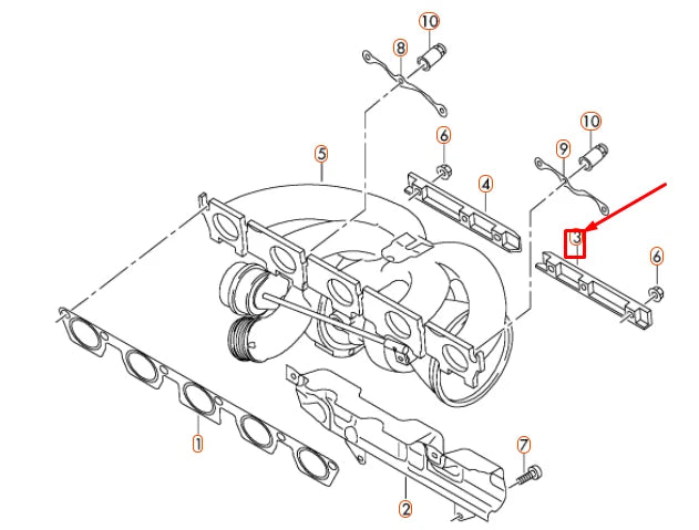 NEW AUDI TTRS 8J EXHAUST MANIFOLD ANGLED BRACKET 07K253709B ORIGINAL