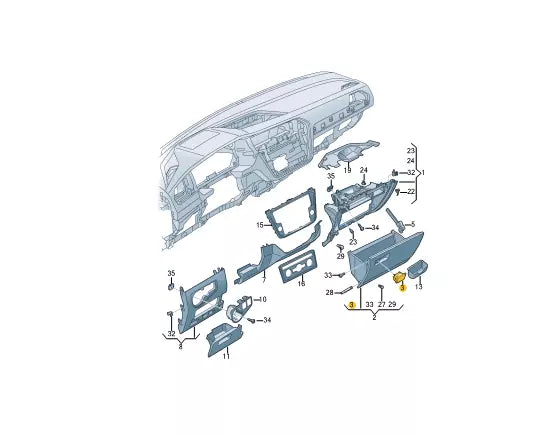 NEW VOLKSWAGEN TIGUAN AD GLOVE BOX LID HANDLE 5NA857147B82V ORIGINAL