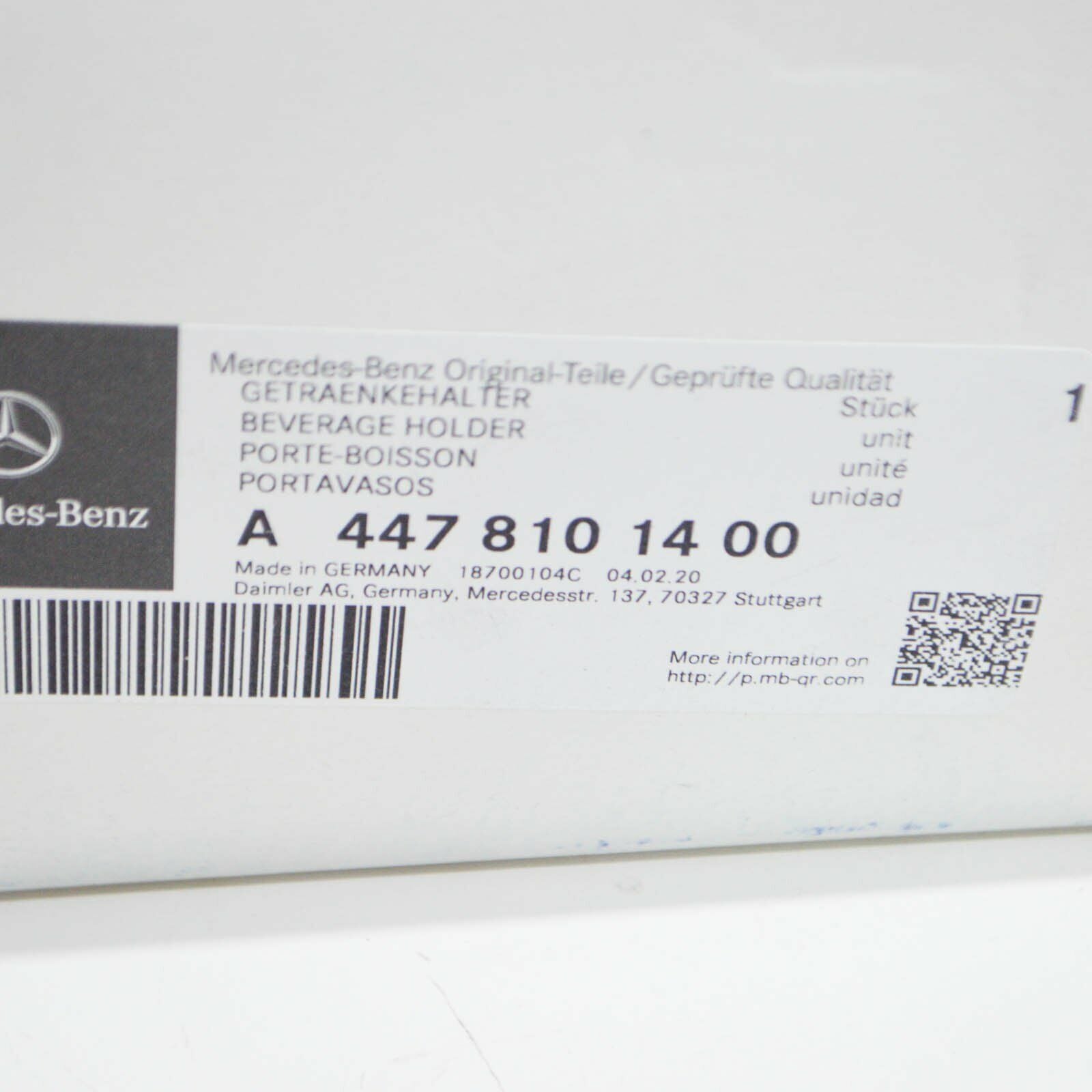 NEW MERCEDES-BENZ VITO W447 REAR CUP HOLDER A4478101400 ORIGINAL