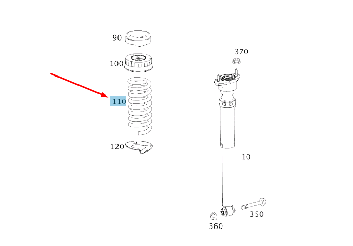 new mercedes-benz e w212 rear coil spring a2123240204 original