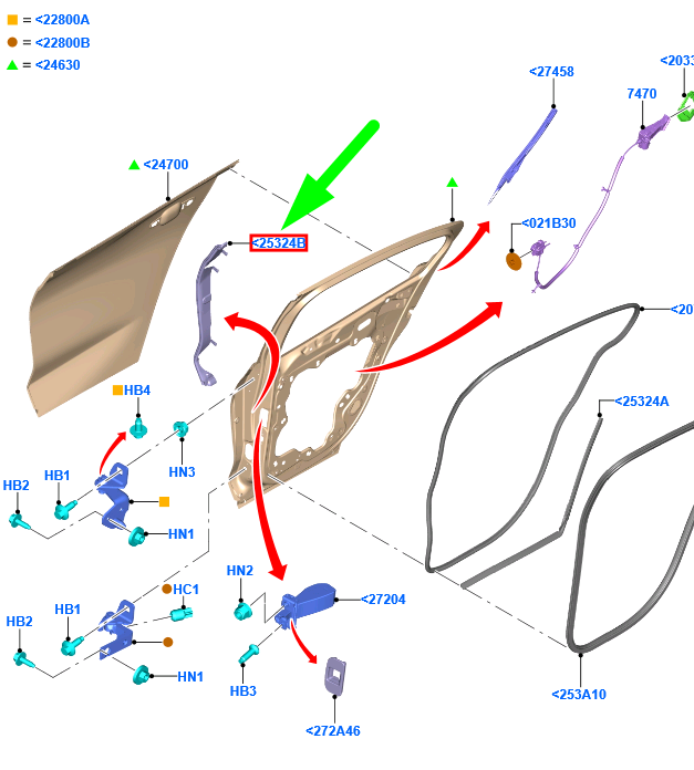 new ford focus mk4 c519 rear left door weatherstip 283714 original