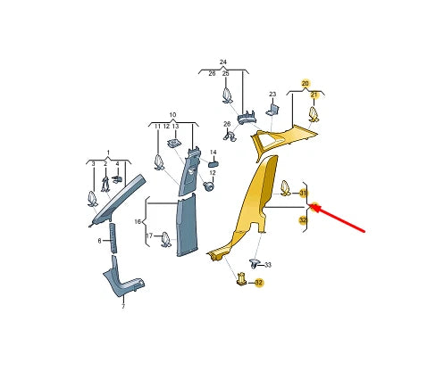 NEW VOLKSWAGEN ID.4 REAR RIGHT LOWER C-PILLAR COVER 11A867766C4PK ORIGINAL