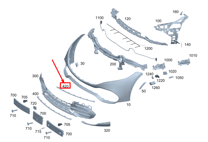 new mercedes-benz eqs v297 front upper center bumper trim a2978855003 original