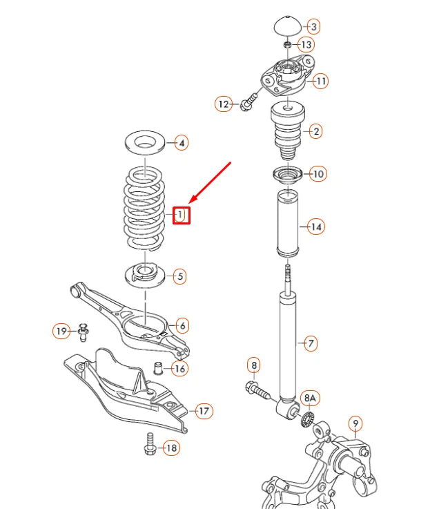 NEW VOLKSWAGEN BEETLE A5 REAR COIL SPRING 1K0511115BH ORIGINAL