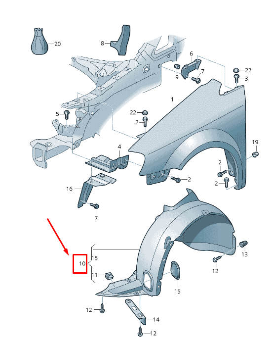 new vw caddy iv sa mk6 front right inner fender lining 2k5805912g original