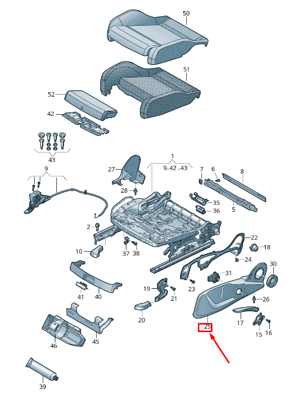 new audi q5 fy front right outer seat frame trim 80a881326g4pk original