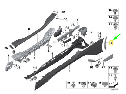 NEW BMW I8 I12 ROCKER PANEL RIGHT REAR COVER 51777354946 7354946 ORIGINAL