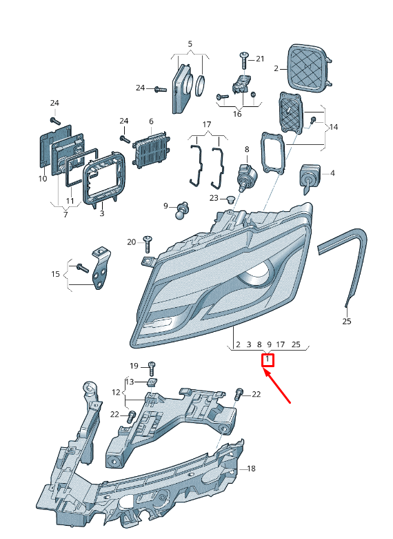 new audi q5 8r front right headlight lhd 8r0941030af original