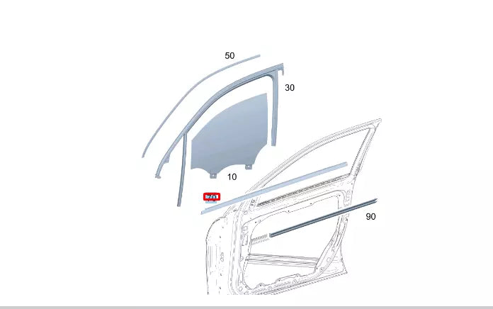 NEW MERCEDES-BENZ GLE W167 FRONT RIGHT DOOR WINDOW MOLDING A1677200801