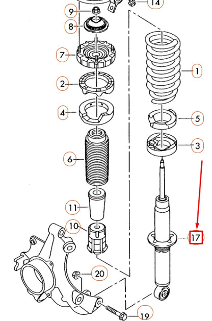 NEW VOLKSWAGEN TOUAREG 7L MK1 REAR GAS SHOCK ABSORBER 7L6513029N ORIGINAL