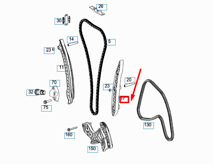 NEW MERCEDES-BENZ C W204 LEFT LOWER CHAIN GUIDE A2710521516 ORIGINAL