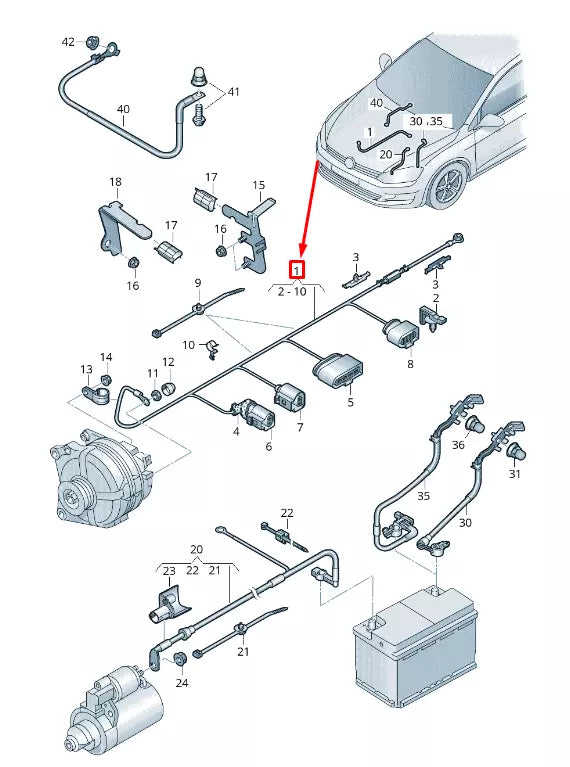 NEW VW TOURAN 5T ALTERNATOR CABLE HARNESS 5Q0971230FB