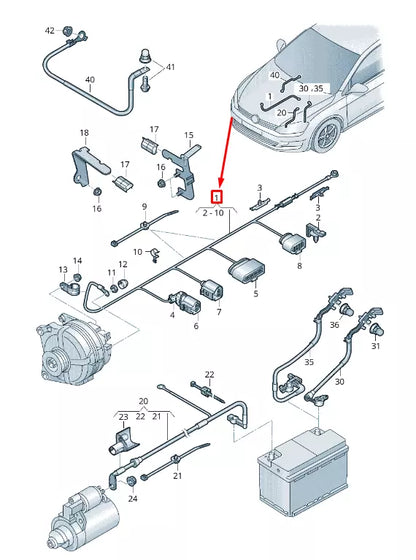 NEW VW TOURAN 5T ALTERNATOR CABLE HARNESS 5Q0971230FB