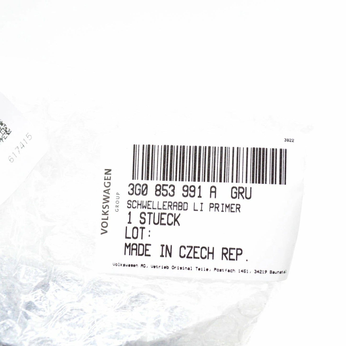 NEW VW PASSAT B8 3G5 SIDE MEMBER FRONT LEFT COVER TRIM 3G0853991AGRU