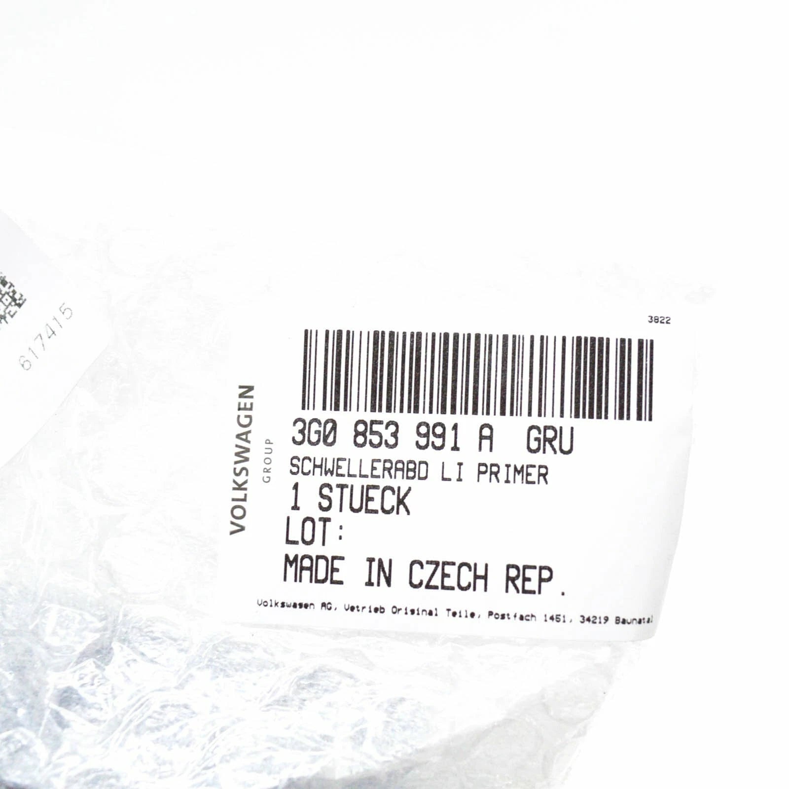 NEW VW PASSAT B8 3G5 SIDE MEMBER FRONT LEFT COVER TRIM 3G0853991AGRU