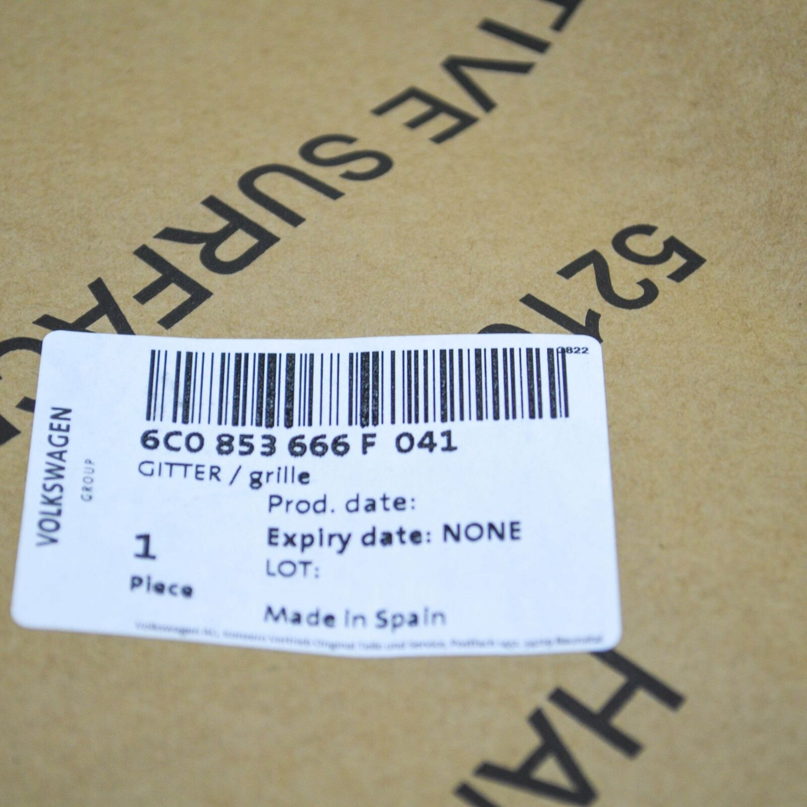 NEW VW POLO 6R FRONT BUMPER RIGHT GRILLE R-LINE 6C0853666F041 ORIGINAL