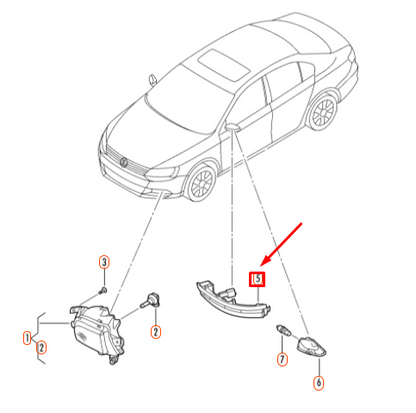 NEW VOLKSWAGEN JETTA A6 MK6 FRONT RIGHT DOOR MIRROR TURN LAMP 1K8949102 ORIGINAL