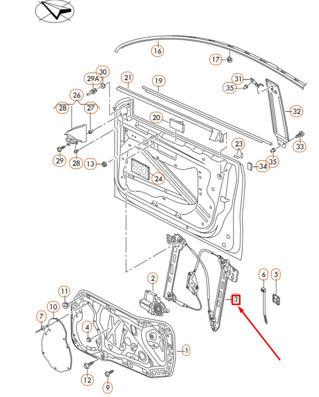 NEW VOLKSWAGEN CC FRONT RIGHT DOOR WINDOW REGULATOR 3C8837462M ORIGINAL