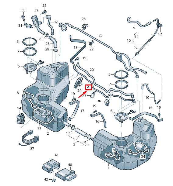 new audi r8 4s center fuel line 4s0201419d original