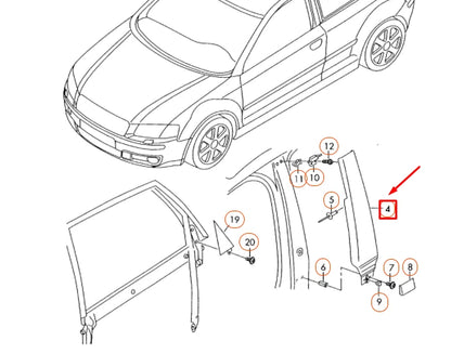 NEW AUDI A3 8P LEFT B-PILLAR TRIM 8P4853289AY9B ORIGINAL